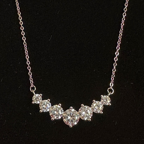 Jewelry - Sterling Silver Necklace with Moissanite Sparkling Stones